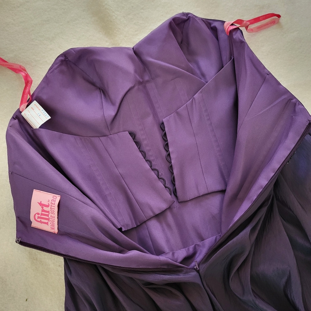 Vintage Strapless Formal Maxi Gown Purple Size 14 Flirt By Maggie Sottero - Picture 7 of 16